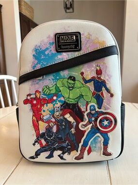 Loungefly White & Multicolor Marvel Avengers Backpack